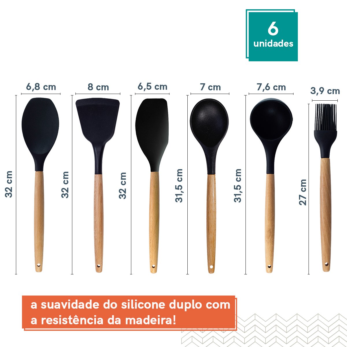 Conjunto Kit de Utensílios de Cozinha Silicone OIKOS - 6 Pçs - 2