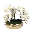 Ver imagem 1 de Arranjo Luxo 4 Flores de Orquídeas Real Branca Vaso Espelho