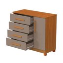 Ver imagem 2 de Gaveteiro Cômoda Grécia 4 Gavetas com Porta e Nichos Organização de Roupas para Quarto - Nature/gris
