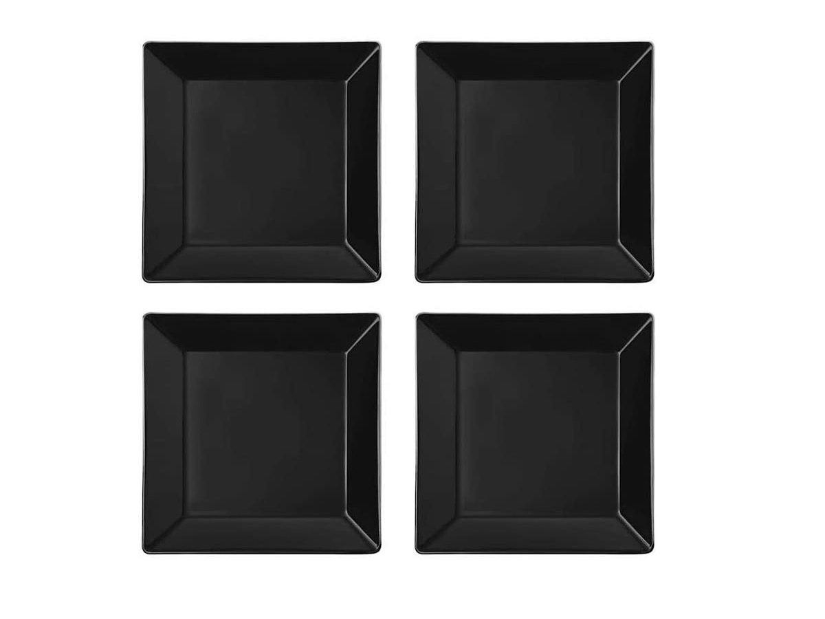 Jogo De 4 Pratos Rasos Quadrado 26x26cm Oxford Quartier Porcelana Preta ...