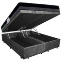 Ver imagem 4 de Cama Box Baú Casal Suede Bipartido + Colchão Ortobom Iso Dupla Face 60x138x188 Preto