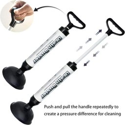 Desentupidor de Vaso Alta Pressao Ar Semi Profissional Manual Sanitario Pia Cano Dreno Bomba Succao - 3