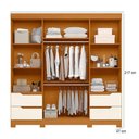 Ver imagem 2 de Guarda Roupa Solteiro com Cômoda Vivacce 4 Portas de Bater com Espelho e 10 Gavetas MDP Cinamomo