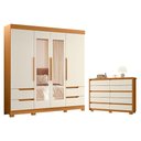 Ver imagem 1 de Guarda Roupa Solteiro com Cômoda Vivacce 4 Portas de Bater com Espelho e 10 Gavetas MDP Cinamomo