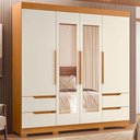 Ver imagem 4 de Guarda Roupa Solteiro com Cômoda Vivacce 4 Portas de Bater com Espelho e 10 Gavetas MDP Cinamomo
