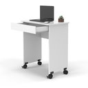Ver imagem 1 de Escrivaninha Compacta Para Notebook Branco Com Rodinhas e Gaveta