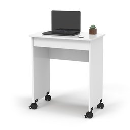 Escrivaninha Compacta Para Notebook Branco Com Rodinhas e Gaveta - 2