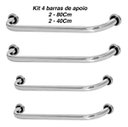 Ver imagem 1 de Kit 4 Barras De Apoio De Segurança Para Banheiro 40cm E 80cm