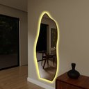 Ver imagem 1 de Espelheira 190x65 E06 Couro Simples Caramelo Sup Par Led Amarelo Bivolt Touch