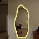 Ver imagem 2 de Espelheira 190x65 E06 Couro Simples Caramelo Sup Par Led Amarelo Bivolt Touch