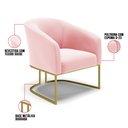 Ver imagem 6 de Poltrona Stella Suede Rosa Bebê Base Industrial Dourada - D’Rossi