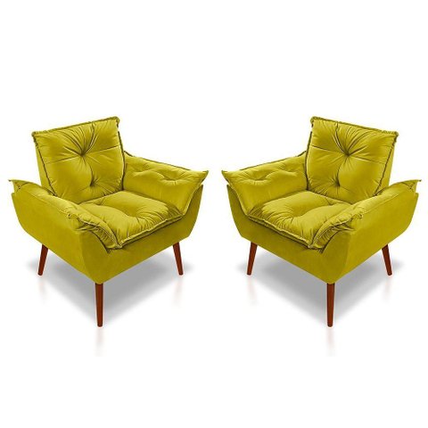 Kit C- 02 Poltronas Opala Luxo Suede Amarelo