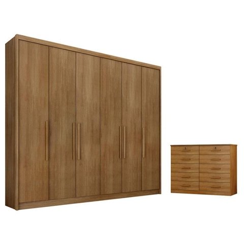Guarda Roupa Casal Bolonha e Gaveteiro Milão com Chave Cumaru 23 - Novo Horizonte