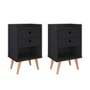 Ver imagem 1 de Conjunto Kit Quarto 2 Mesas de Cabeceira Retrô Bento Mesinha Com Gaveta - Preto -Lojas Rpm