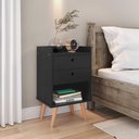 Ver imagem 2 de Conjunto Kit Quarto 2 Mesas de Cabeceira Retrô Bento Mesinha Com Gaveta - Preto -Lojas Rpm