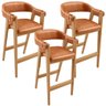 Kit 03 Banquetas Alta Bar Cozinha Sala de Jantar Bar Nadja L02 Couríssimo Camel - Lyam Decor - 1