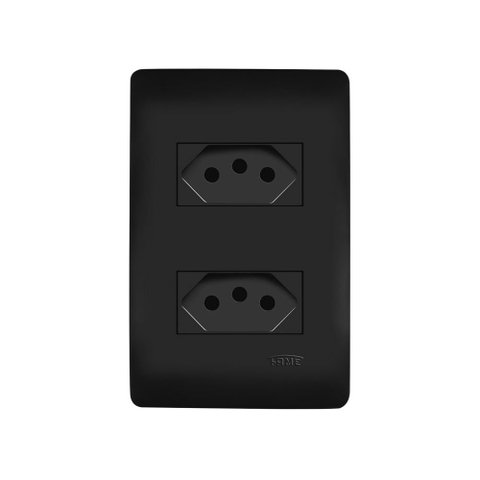 Tomada Dupla Fame Habitat Black 2P+T 20A com Placa 4x2 Preta