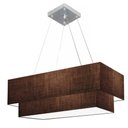 Ver imagem 1 de Lustre Pendente Duplo Retangular Vivare Md-4322 Cúpula em Tecido 99x40cm X 80x30cm - Bivolt Café