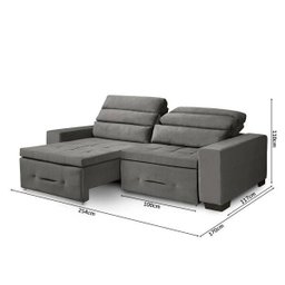 Sofá Retrátil e Reclinável 3 Lugares Barcelona Chumbo A88 - 4 Sofá Retrátil e Reclinável 3 Lugares Barcelona Chumbo A88 - 4