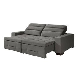 Sofá Retrátil e Reclinável 3 Lugares Barcelona Chumbo A88 - 1 Sofá Retrátil e Reclinável 3 Lugares Barcelona Chumbo A88 - 1