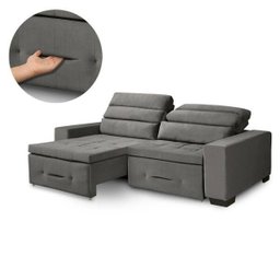 Sofá Retrátil e Reclinável 3 Lugares Barcelona Chumbo A88 - 3 Sofá Retrátil e Reclinável 3 Lugares Barcelona Chumbo A88 - 3