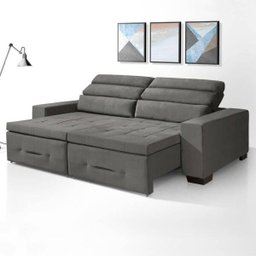 Sofá Retrátil e Reclinável 3 Lugares Barcelona Chumbo A88 - 2 Sofá Retrátil e Reclinável 3 Lugares Barcelona Chumbo A88 - 2