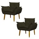 Ver imagem 1 de Kit 2 Poltronas Decorativa Sala e Quarto Opala Suede Herrero:marrom Escuro