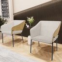 Ver imagem 2 de Kit 2 Cadeiras para Sala de Jantar Estar Living Olívia L02 Linho Cru Couríssimo Fendi - Lyam Decor