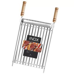 Grelha Inox Parrilla Argentina 40X40cm C/Calha Grilazer - 1