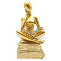 Estátua Figura Pensador Estudando Enfeite Decorativo Casa Estatueta Reflexão Mesa Escritório Decoraç - 1