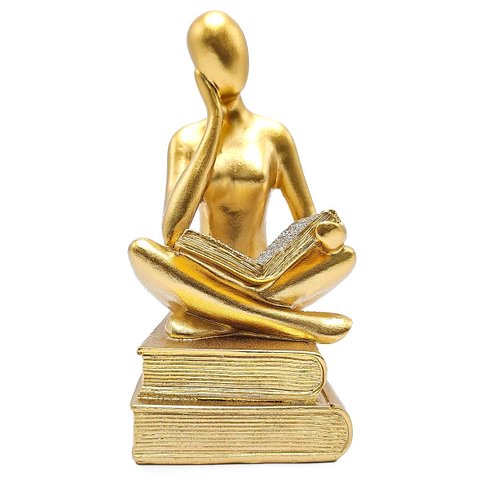 Estátua Figura Pensador Estudando Enfeite Decorativo Casa Estatueta Reflexão Mesa Escritório Decoraç