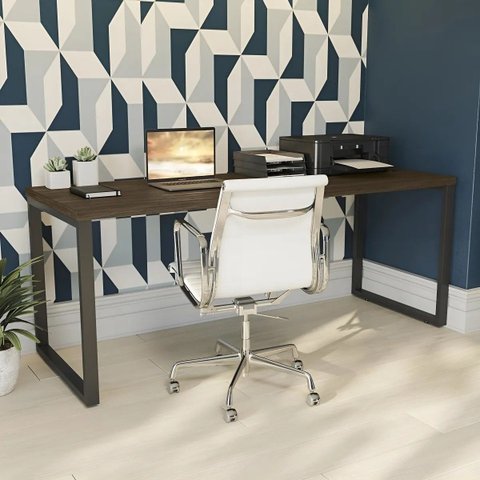 Mesa para Escritório Estilo Industrial 1,90m Pés de Aço Frame F190 Kappesberg - Carvalho/munique