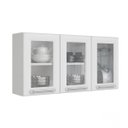 Ver imagem 2 de Armário Aéreo de Cozinha Branco 105cm 3 Portas com Vidro Luce