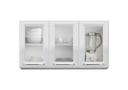 Ver imagem 1 de Armário Aéreo de Cozinha Branco 105cm 3 Portas com Vidro Luce