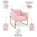 Ver imagem 3 de Poltrona Base Industrial Dourado Kit 2 Ana Suede Rosa Bebê - Ibiza