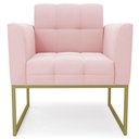 Ver imagem 6 de Poltrona Base Industrial Dourado Kit 2 Ana Suede Rosa Bebê - Ibiza