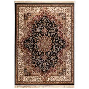 Tapete Alanya Des 02 Preto e Bege 0,80x3,90 Global Decor