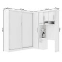 Ver imagem 4 de Guarda-Roupa Solteiro de Canto Modulado com 6 Portas, Muitos Nichos e 5 Gavetas Branco