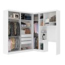Ver imagem 3 de Guarda-Roupa Solteiro de Canto Modulado com 6 Portas, Muitos Nichos e 5 Gavetas Branco