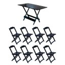 Ver imagem 1 de Conjunto Mesa de Madeira Dobrável 120x70 Preto 8 Cadeiras