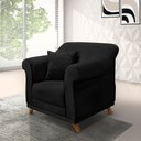 Ver imagem 2 de Kit 2 Poltronas Para Sala de Estar Vênus Suede Pés Castanho - Pallazio - Preto