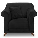 Ver imagem 4 de Kit 2 Poltronas Para Sala de Estar Vênus Suede Pés Castanho - Pallazio - Preto