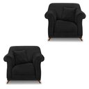 Ver imagem 1 de Kit 2 Poltronas Para Sala de Estar Vênus Suede Pés Castanho - Pallazio - Preto