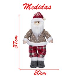 Dupla Boneco De Natal Boneco De Neve E Papai Noel Xadrez 37cm - 3