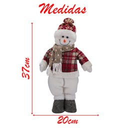 Dupla Boneco De Natal Boneco De Neve E Papai Noel Xadrez 37cm - 2