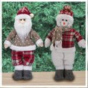 Ver imagem 1 de Dupla Boneco De Natal Boneco De Neve E Papai Noel Xadrez 37cm