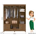 Ver imagem 4 de Guarda Roupa Ms912 165cm 6 Portas Castanho Wood com Espelho Moval