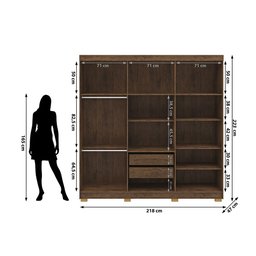 Guarda Roupa Roupeiro Casal Elegance 6 Portas Imbuia Champanhe Vila Rica - 2