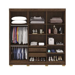Guarda Roupa Roupeiro Casal Elegance 6 Portas Imbuia Champanhe Vila Rica - 3