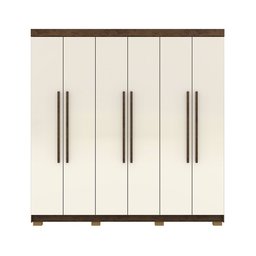 Guarda Roupa Roupeiro Casal Elegance 6 Portas Imbuia Champanhe Vila Rica - 4